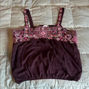 Embroidered Maroon and Pink Women's Top